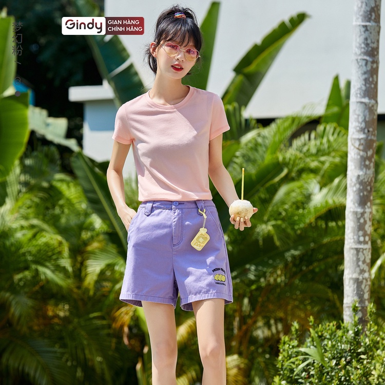 Áo phông cotton thun trơn nữ form vừa cổ tròn GINDY tay ngắn 4 chiều form vừa thoáng mát dễ phối đồ Hàn Quốc A005 | BigBuy360 - bigbuy360.vn
