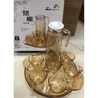 BỘ BÌNH THỦY TINH ĐỰNG NƯỚC 6 CỐC CÓ KHAY(khay giao ngẫu nhiên)