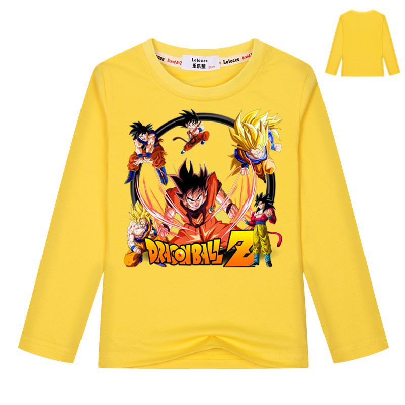 Áo thun anime Nhật Bản của cậu bé Dragon Ball Z goku t áo sơ mi trẻ em dài tay