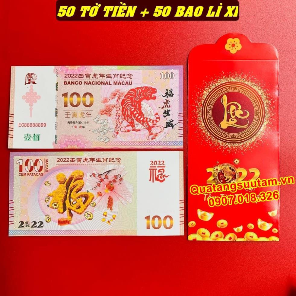 [RƯỚC LỘC] [COMBO 50 tờ] Tiền hình con Hổ - 100 Macao lì xì tết, giá tốt nhất, Quà Tết 2022