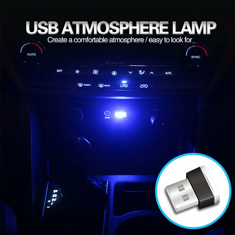 Đèn LED USB kích thước nhỏ màu neon gắn bên trong nội thất xe hơi