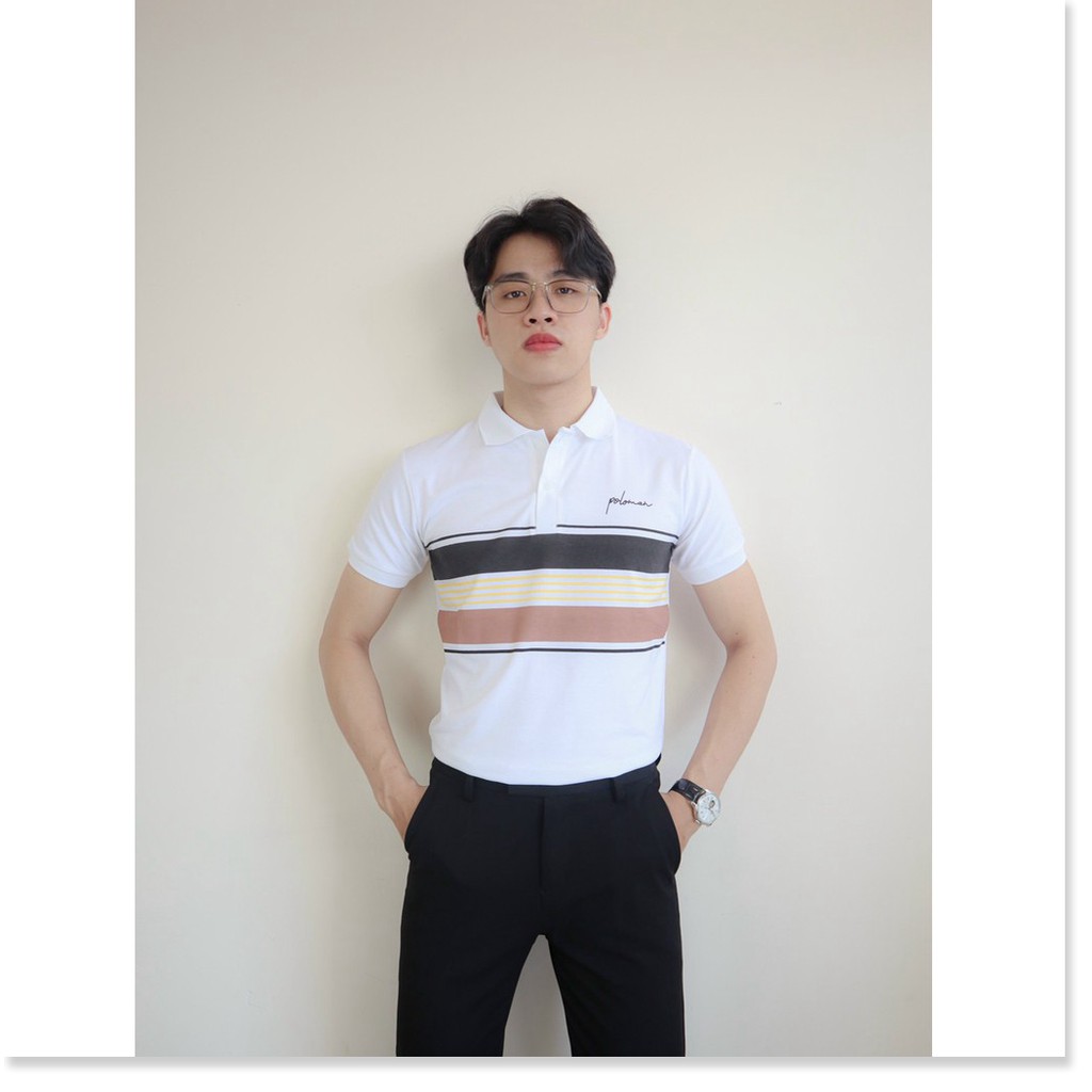 Áo thun cổ trụ ngắn tay kẻ ngang hoạ tiết cực đẹp KME FASHION