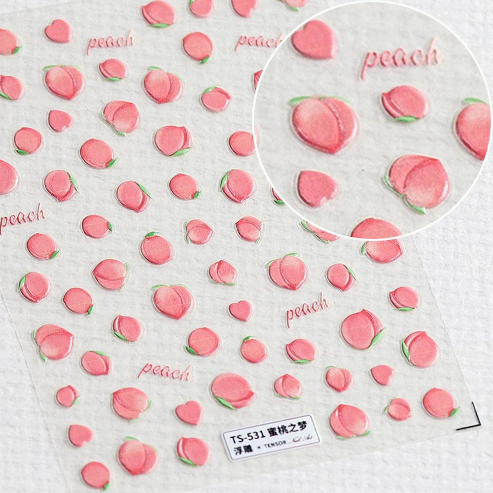 Miếng Dán Móng Tay Tự Dính Họa Tiết Quả Đào Hoạt Hình 3D Dễ Thương