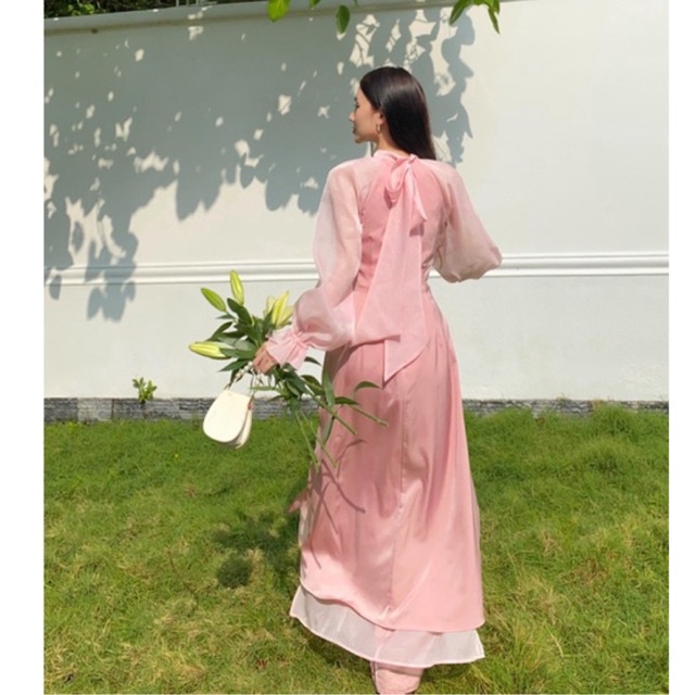 Áo dài cúp ngực tay bồng - THỦY TIÊN