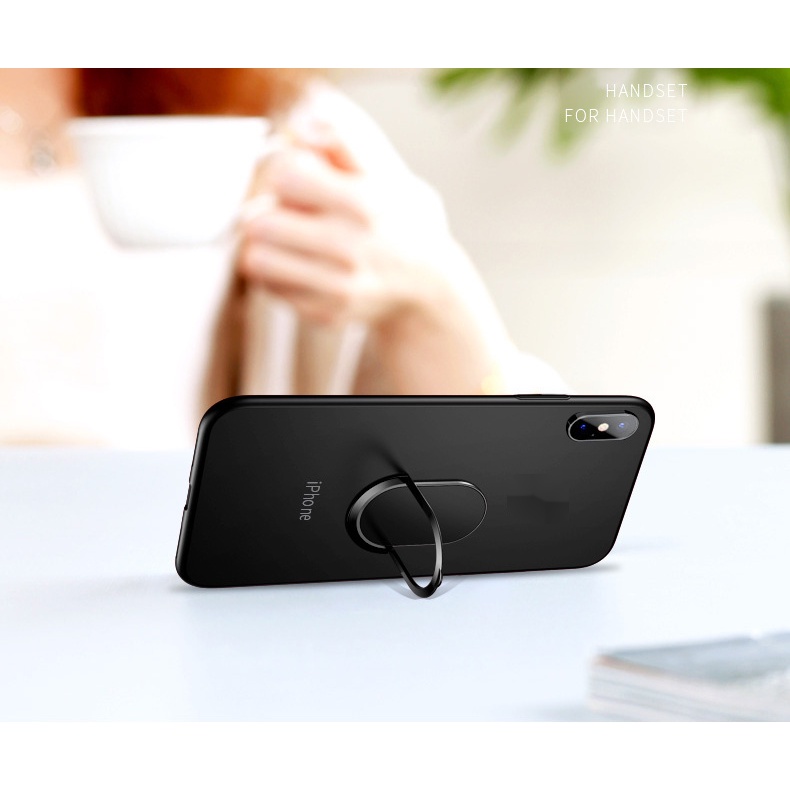 Giá Đỡ Điện Thoại Bằng Kim Loại Siêu Mỏng 0.2MM Có Vòng Nhẫn Từ Tính Xoay 360 Độ Gắn Xe Hơi