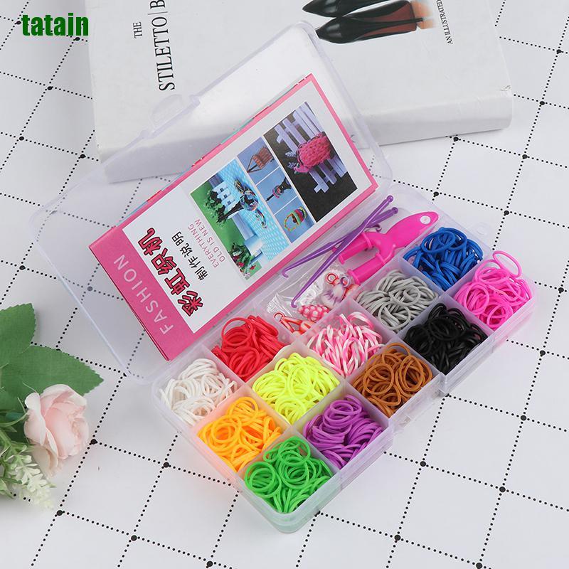 [Hàng mới về] Set 600 dây thun cao su co giãn và dụng cụ dùng để đan vòng tay thủ công