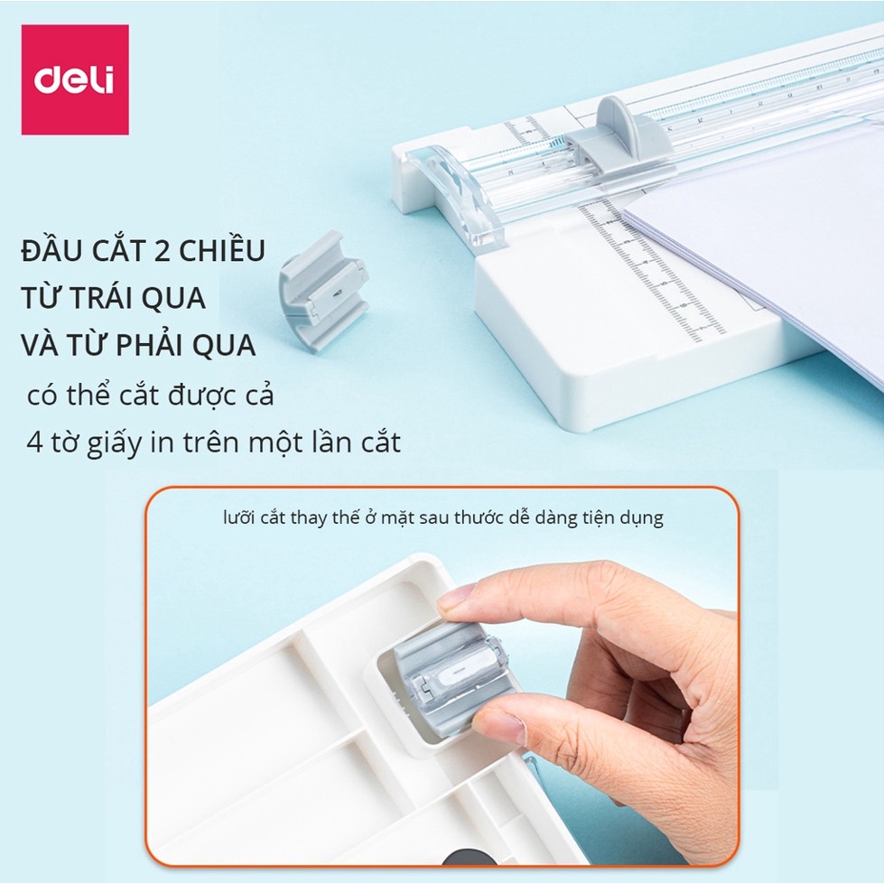 Bàn cắt giấy Deli mini khổ A4- sáng tạo thủ công, học tập,chính xác, tiện lợi, sắc, an toàn, điều chỉnh kích thước 14251