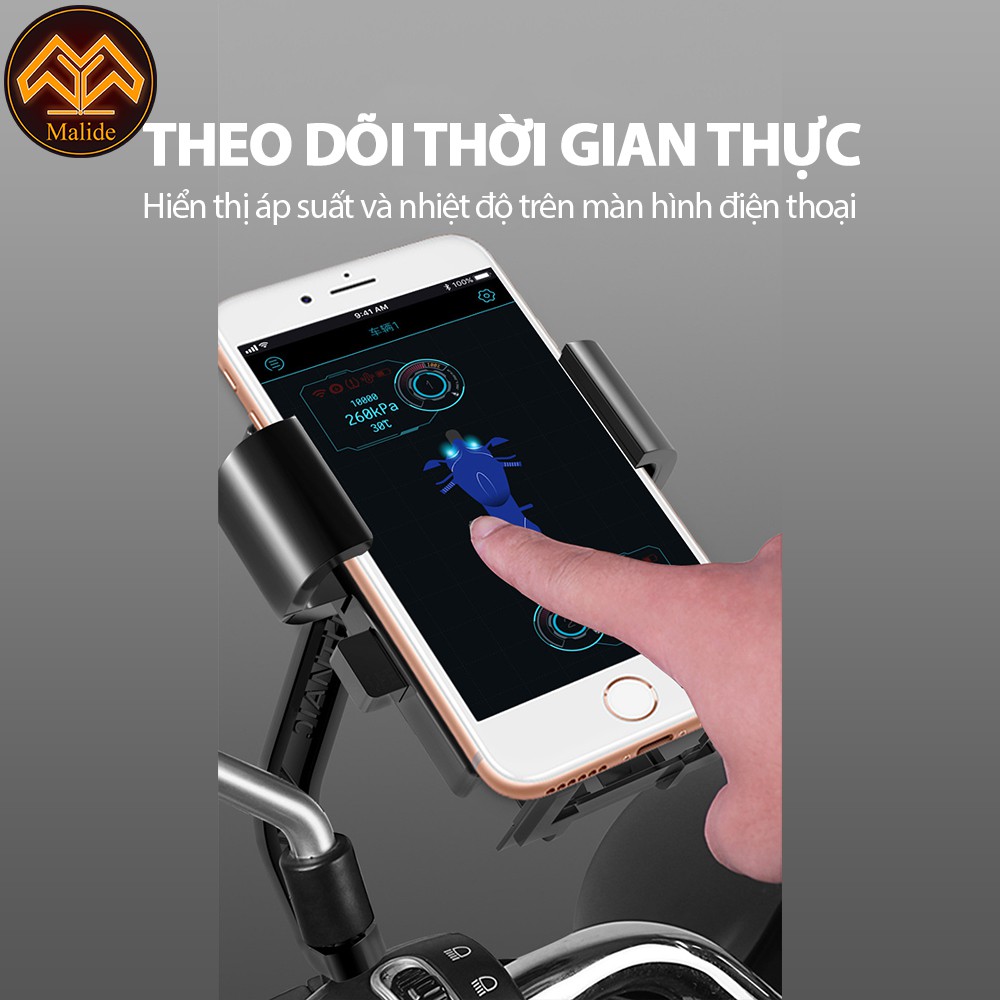 [CHÍNH HÃNG] Cảm biến áp suất lốp xe máy van ngoài Malide cao cấp kết nối APP điện thoại độc quyền - Model B01-Motor