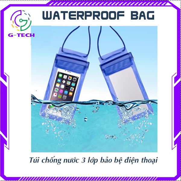 Túi chống nước 3 lớp cao cấp chất liệu silicon dẻo bảo vệ điện thoại khi đi bơi mưa sử dụng tốt khi ở dưới nước
