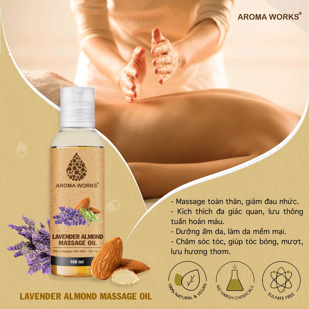 Dầu Massage Body Thiên Nhiên Aroma Works Mát Xa và dưỡng da toàn thân 100ml