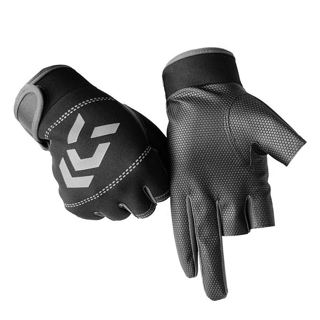 [Global] Fishing Gloves Ice Silk Adults Angling Mittens Non-slip Portable Sports Gloves for Outdoor