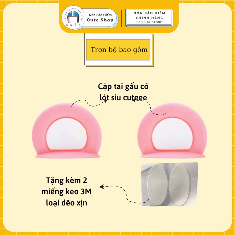 Tai Gấu Gắn Nón Bảo Hiểm Chất Liệu Nhựa Mịn Mềm Có Nhiều Màu Sắc Lựa Chọn Cute Shop