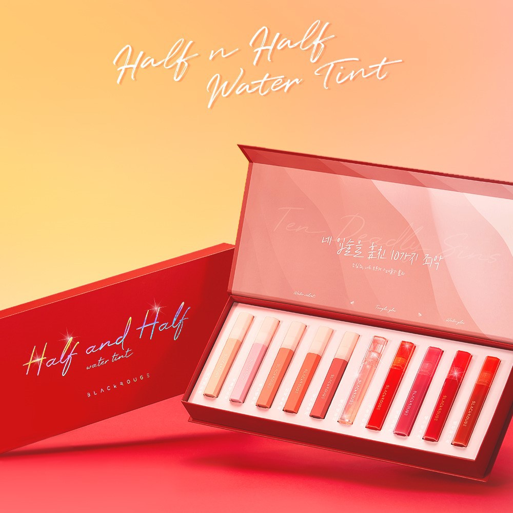 Son kem lì tint bóng BLACK ROUGE Half N Half Water Velvet/Glow Blackrouge HG08 mềm mướt căng mọng mịn môi BLRO09 BLRO10 | BigBuy360 - bigbuy360.vn