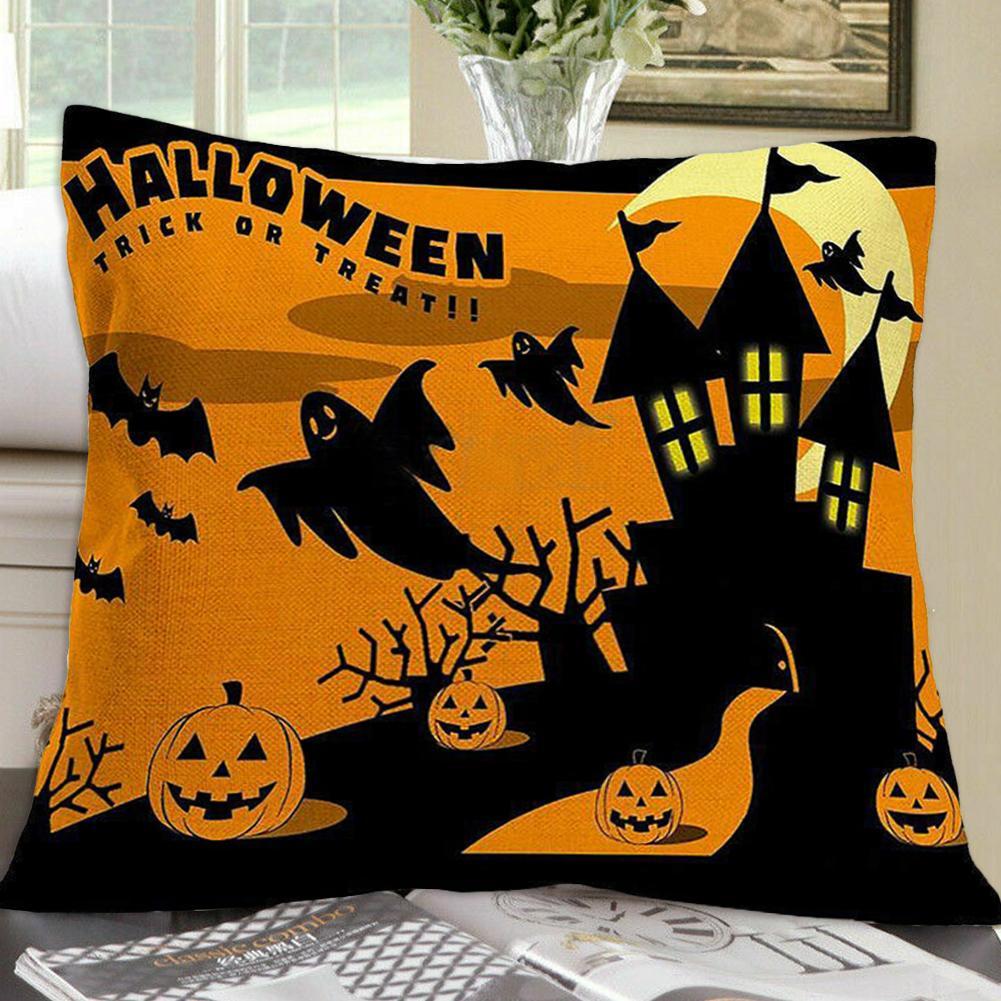 Vỏ Gối 45x45cm Họa Tiết Halloween Trang Trí Nội Thất