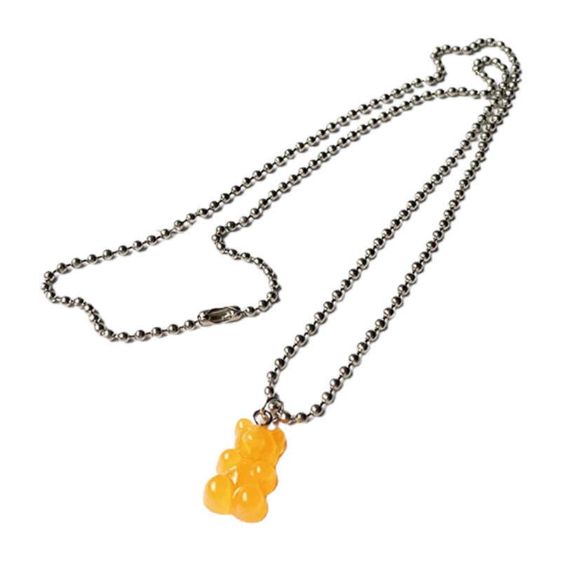 Vòng cổ Mặt Hình Gấu Gummy Hoạt Hình Bằng Nhựa Resin Màu Kẹo Cho Nữ