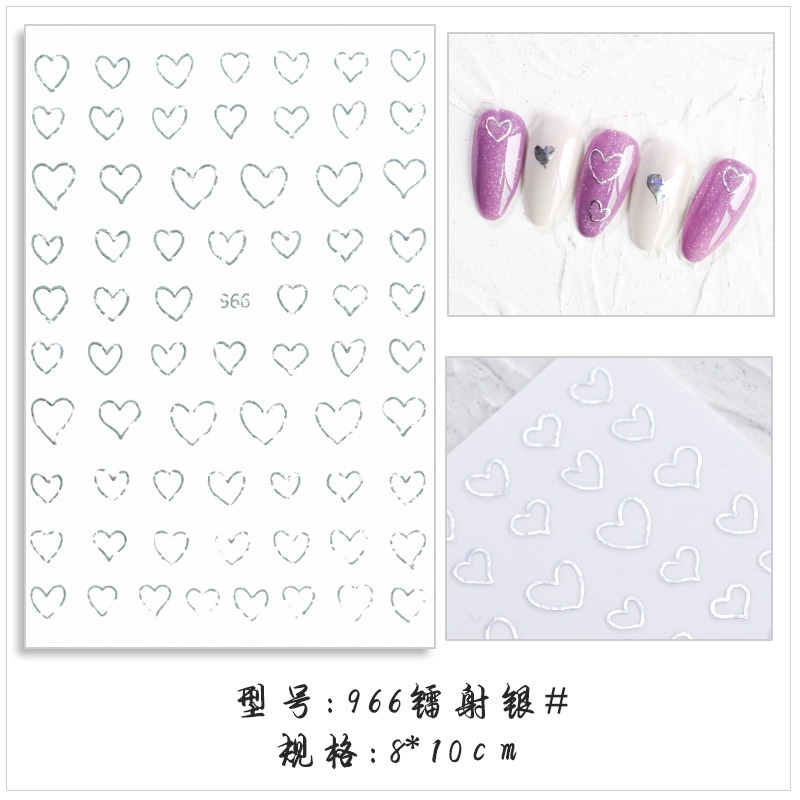 Nhãn Dán Trang Trí Móng Tay Hình Trái Tim Dễ Thương