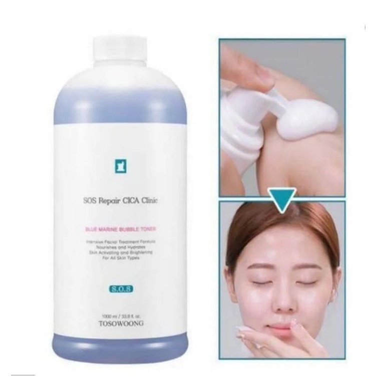Nước hoa hồng Tosowoong SOS Repair Cica Clinic Blue Marine Bubble Toner 1000ml
