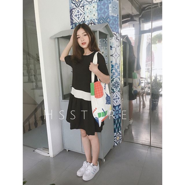 VÁY ĐUÔI CÁ SỌC NGANG