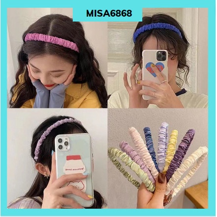Bờm tóc nhún xếp li dễ thương cute xinh phong cách Hàn Quốc
