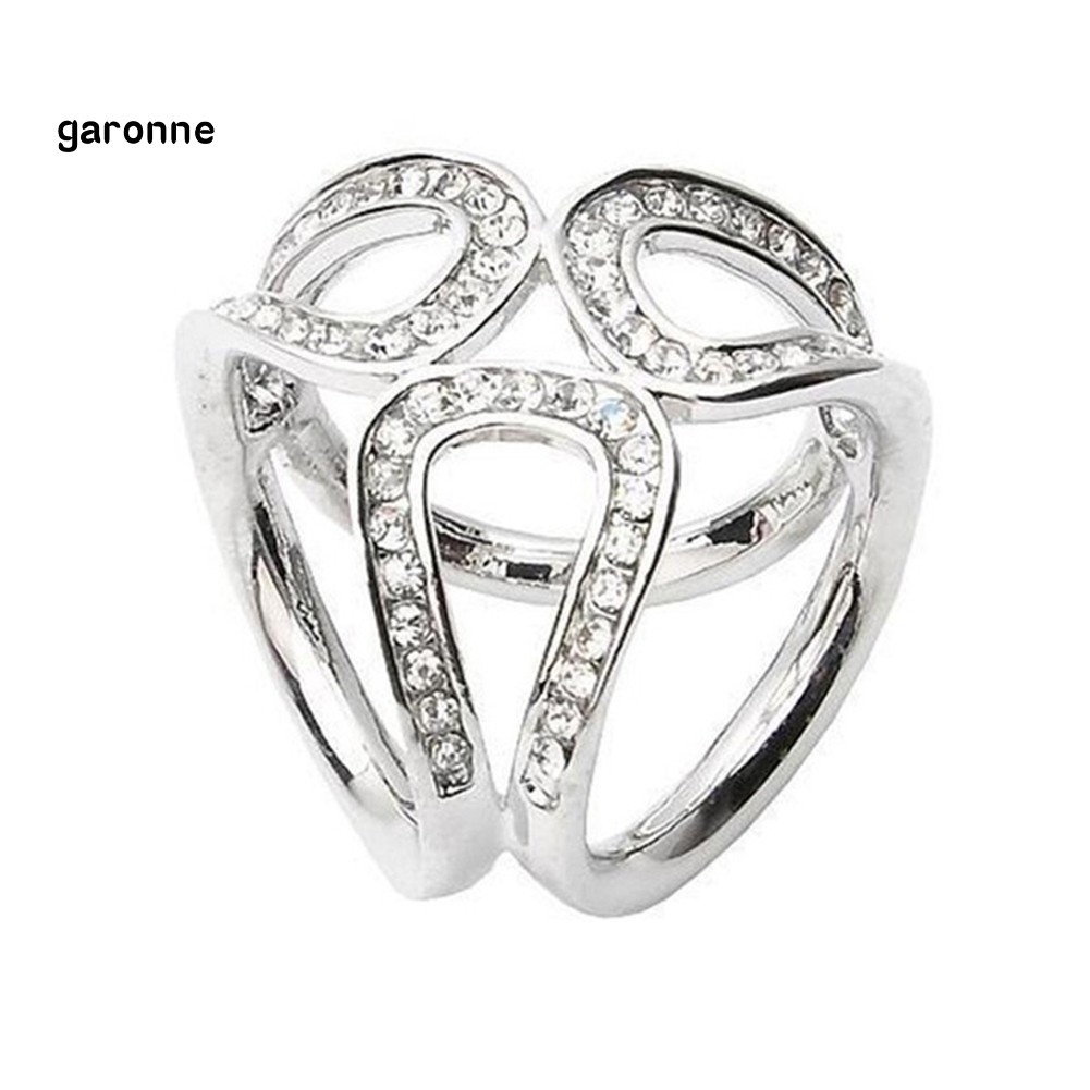 GA_Women Fashion Hollow Rhinestone Inlaid Three-ring Scarf Shawl Brooch Pin Jewelry