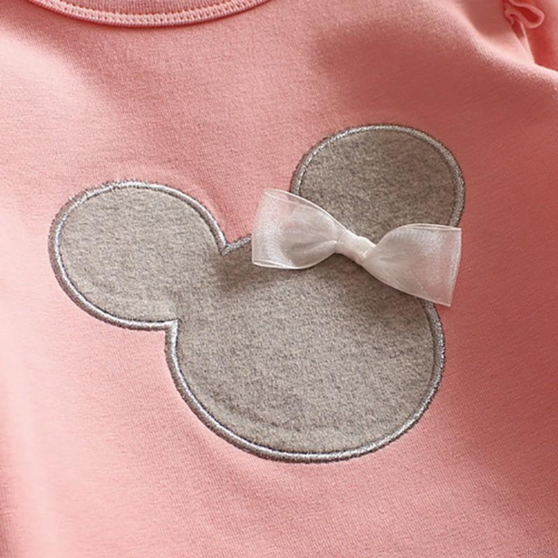 Áo thun tay dài cổ tròn họa tiết hoạt hình đáng yêu cho bé gái