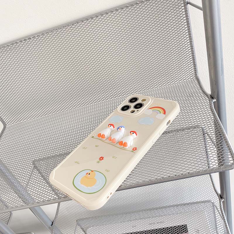 Ốp điện thoại mềm họa tiết vịt cầu vồng 3D chống rơi cho iPhone7 8 Plus 11 12 Pro Max X XS XR XSMAX | BigBuy360 - bigbuy360.vn