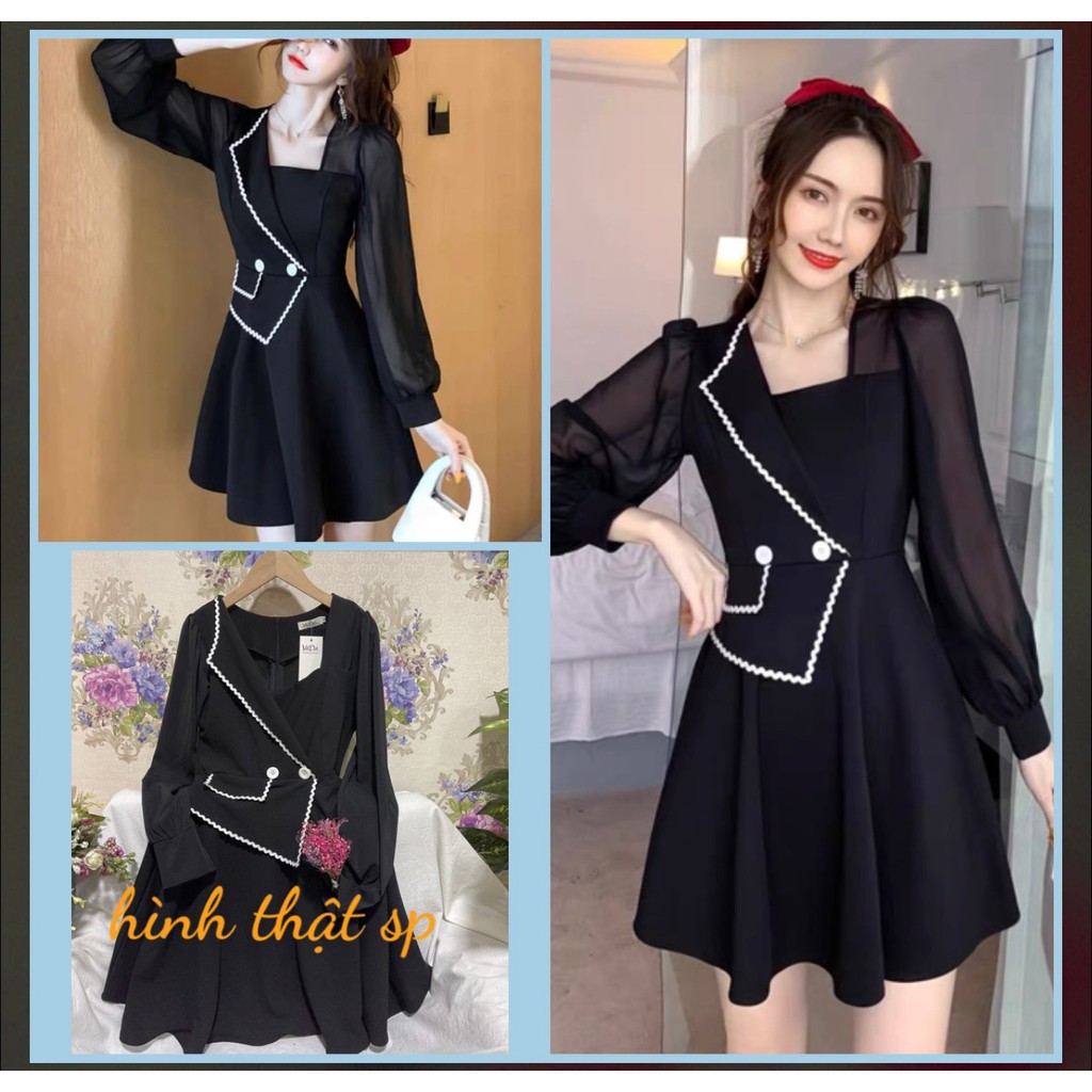 Đầm xoè dự tiệc cổ cách điệu viền mới lạ 2021 cuốn hút - Thời trang VADA - Đ18 | BigBuy360 - bigbuy360.vn