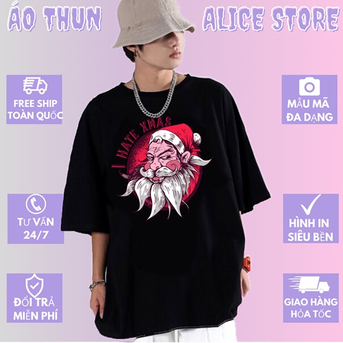 Áo Thun Nam Nữ New 2022 Ông Già Noel Phản Diện ALICE Hàng Việt Nam Chất Lượng XMA202112327