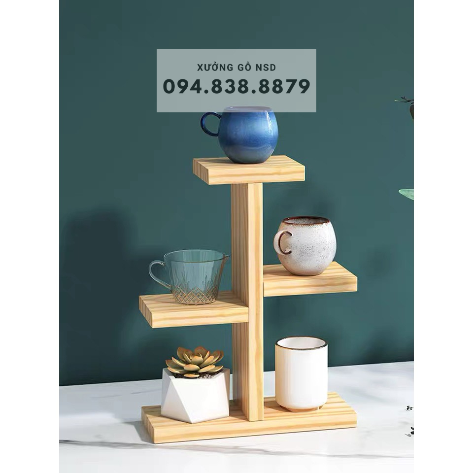 Kệ Gỗ Trang Trí Để Bàn, Kệ Trưng Bày Cây Cảnh, Ly, Cốc, Gỗ MDF Chống Ẩm