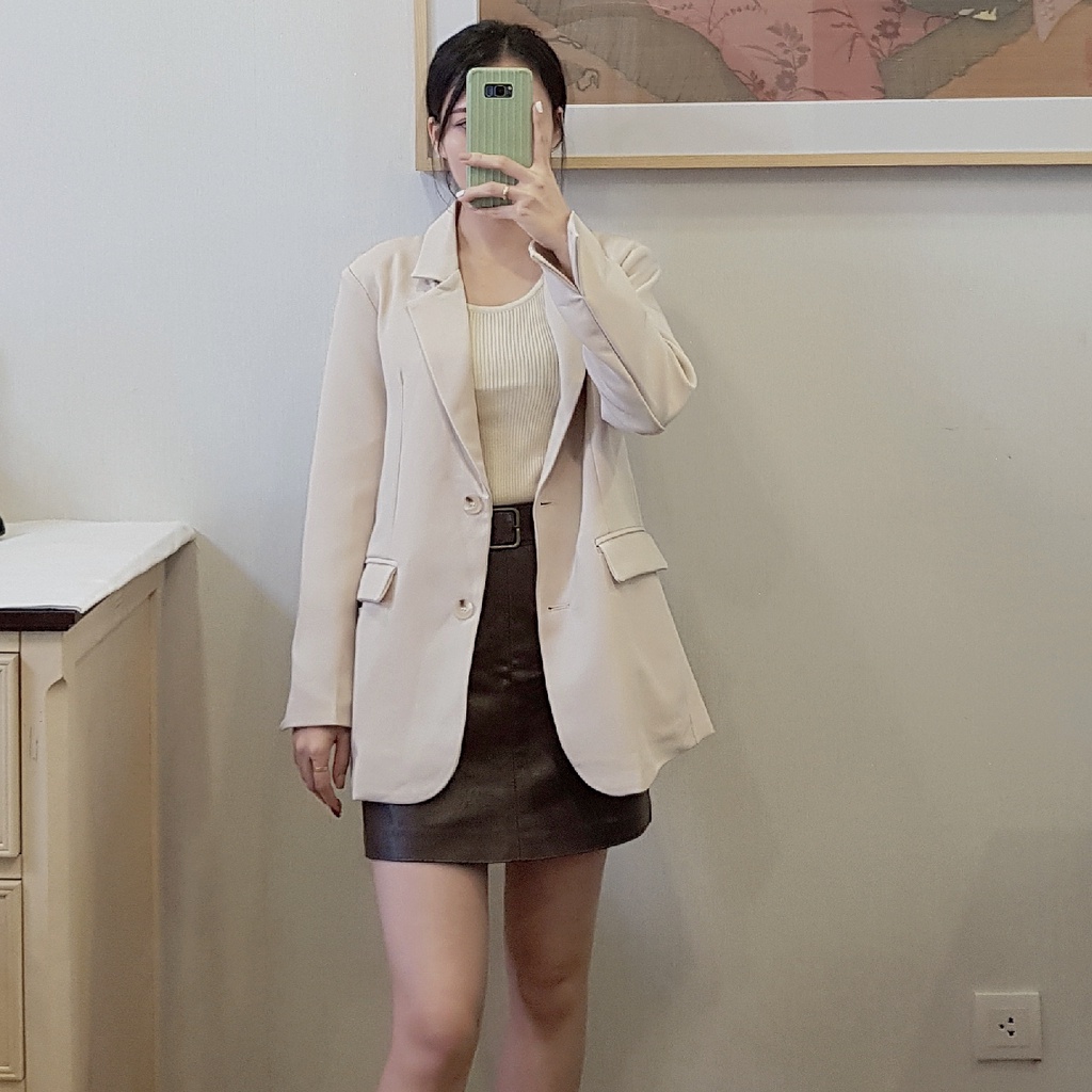 [BLAZER 03] Blazer dài tay hai lớp màu trơn phong cách Hàn Quốc