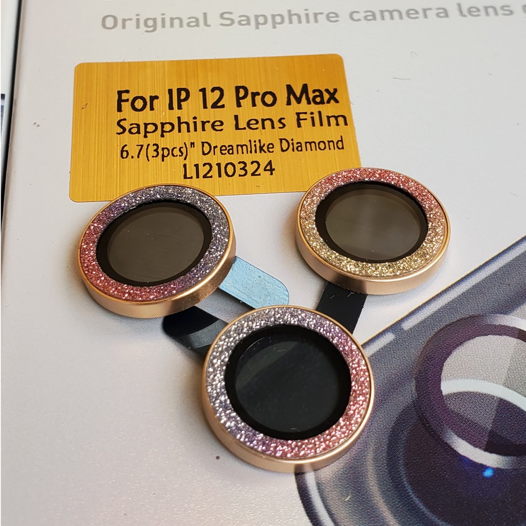 Bộ 3 dán kim cương bảo vệ mắt camera IPhone 13 Pro max 12 Pro Max 12 Mini 11 PRO MAX,chính hãng Kuzoom cực nổi bật titan