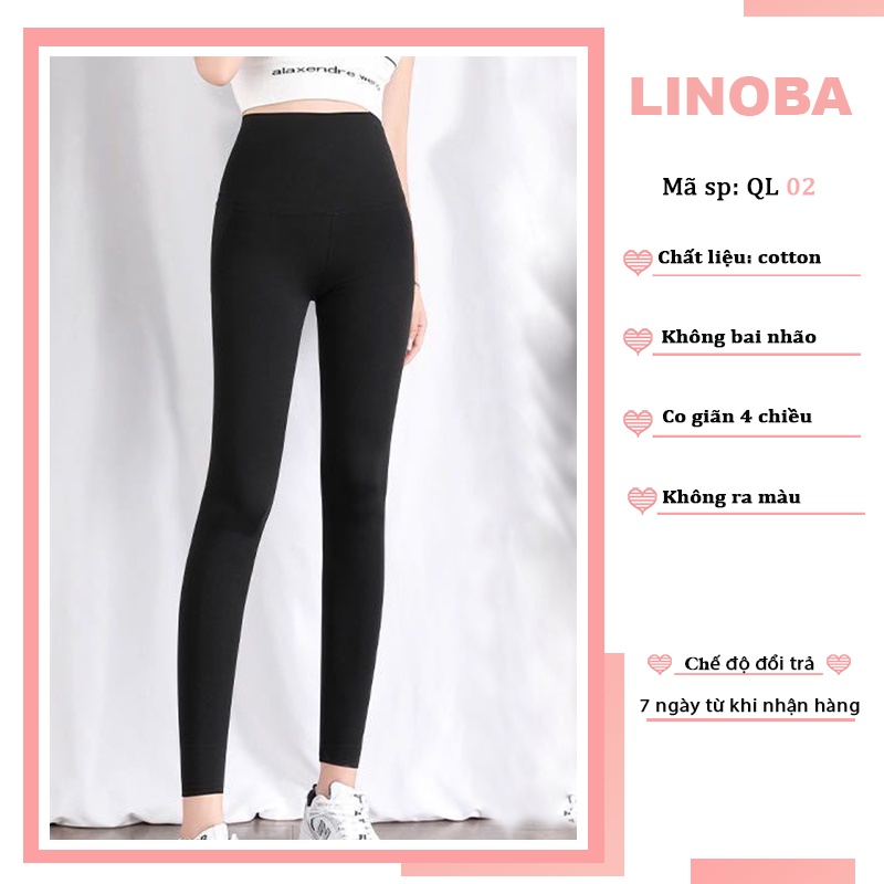 Quần legging nữ dài cạp cao nâng mông co gian 4 chiều LINOBA QL02