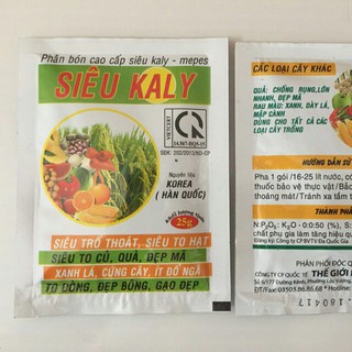 Phân siêu kali 25gr - hoa, củ, quả siêu to, đẹp mã, xanh lá