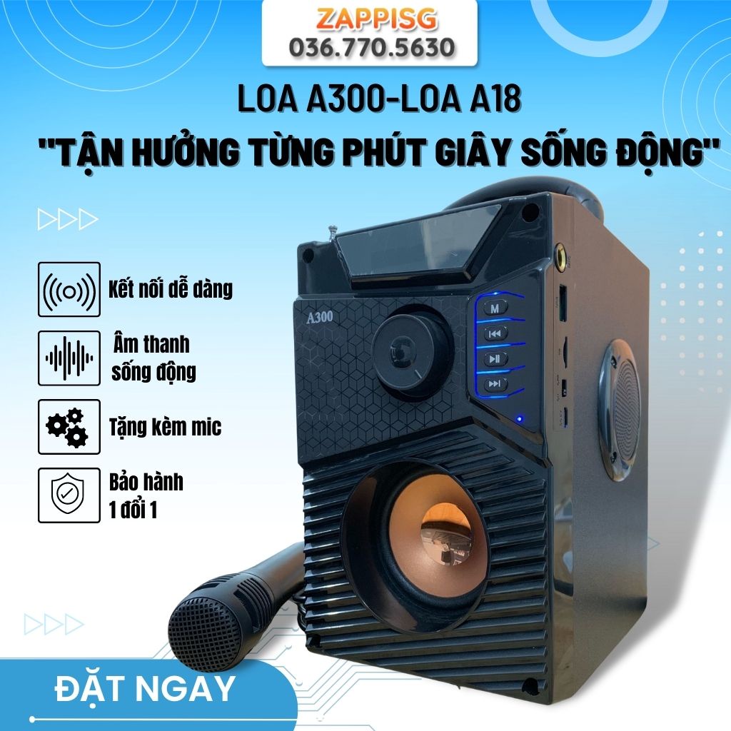 (CÓ QUÀ) Loa karaoke kèm mic, Loa nghe nhạc Bluetooth A300/A18, Siêu to siêu khủng giá ưu đãi