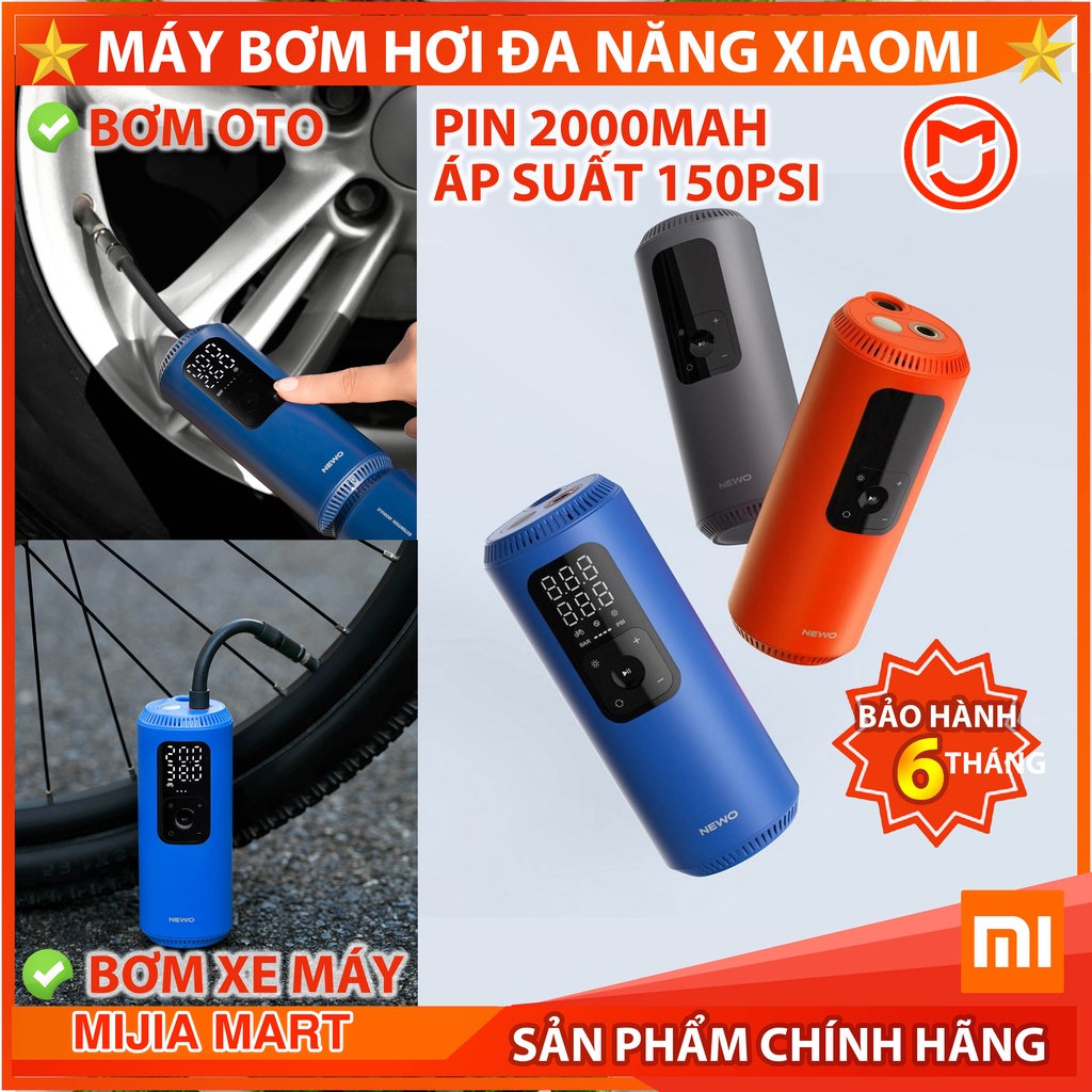 ✅Máy bơm hơi đa năng Xiaomi Newo. Bơm oto, bơm xe máy, bóng. Pin sạc 2000mah , Áp suất 150PSI