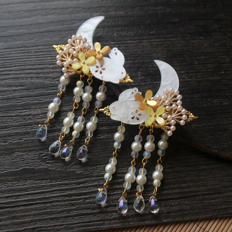 KẸP TÓC THỎ BÓNG TRĂNG NON CỔ TRANG