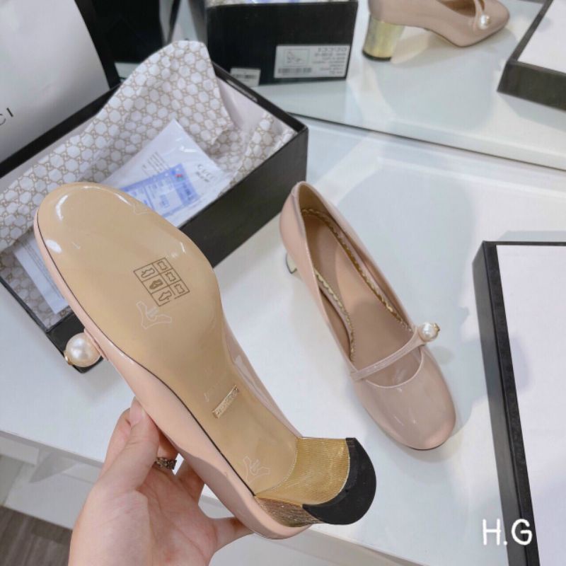 Giày G Hạt Ngọc Đế Vàng Mềm Êm Fullbox Bill Túi