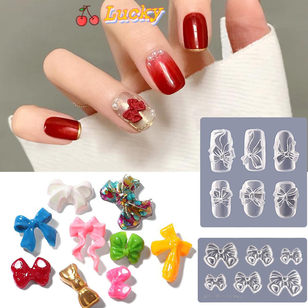 LUCKY New Nail Carving Mold Silicone Nails Stencils 3D Butterfly Mould Japanese Style DIY Tools Bowknot Manicure Mould Stamping Plate