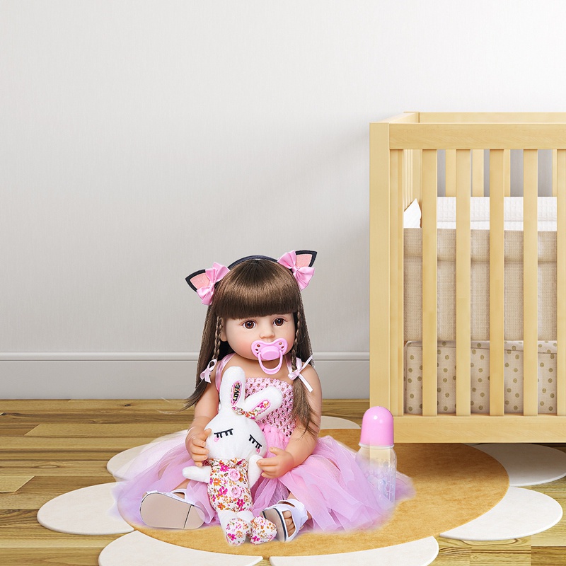 Búp Bê Bé Gái Silicone Mềm Mại 55cm