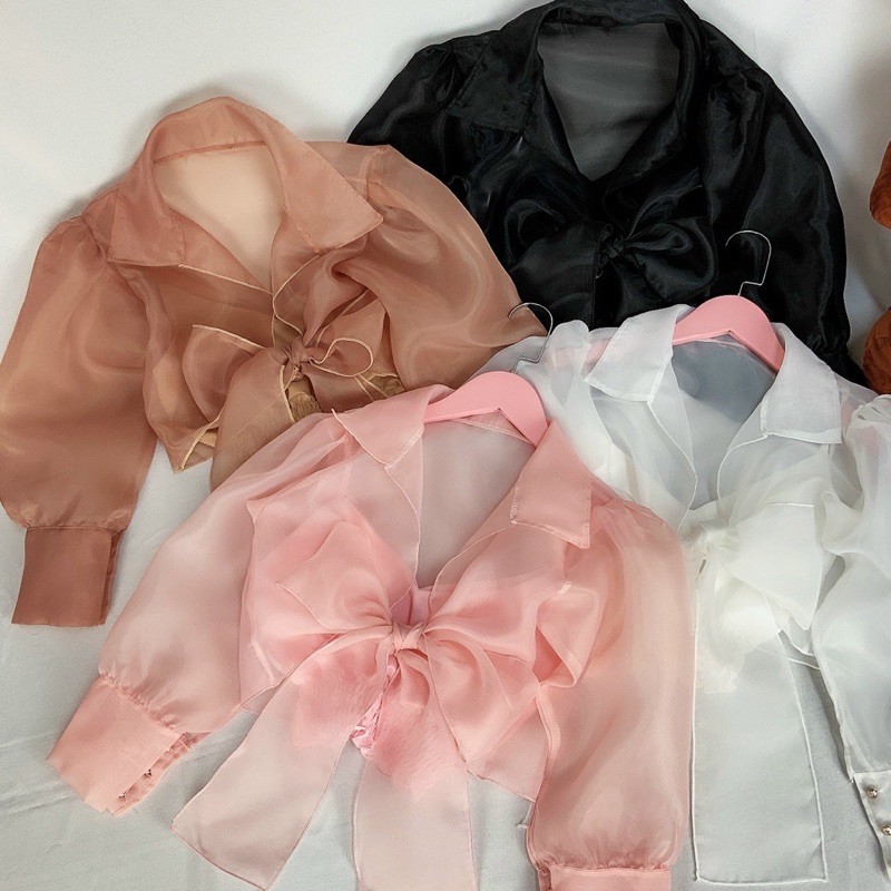 Set áo tay bồng buộc nơ kèm áo 2 dây bên trong tiểu thư cực xinh | BigBuy360 - bigbuy360.vn