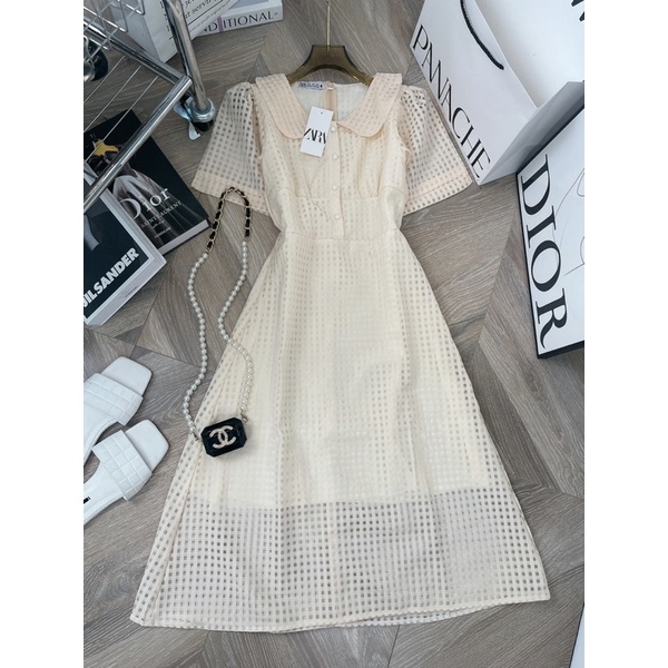 ✔ 𝗙𝗥𝗘𝗘 𝗦𝗛𝗜𝗣 VÁY CÔ BÈO TAY BỒNG CÚC NGỌC KẺ Ô HÀNG L1 CHẤT ĐẸP LẮMẠ