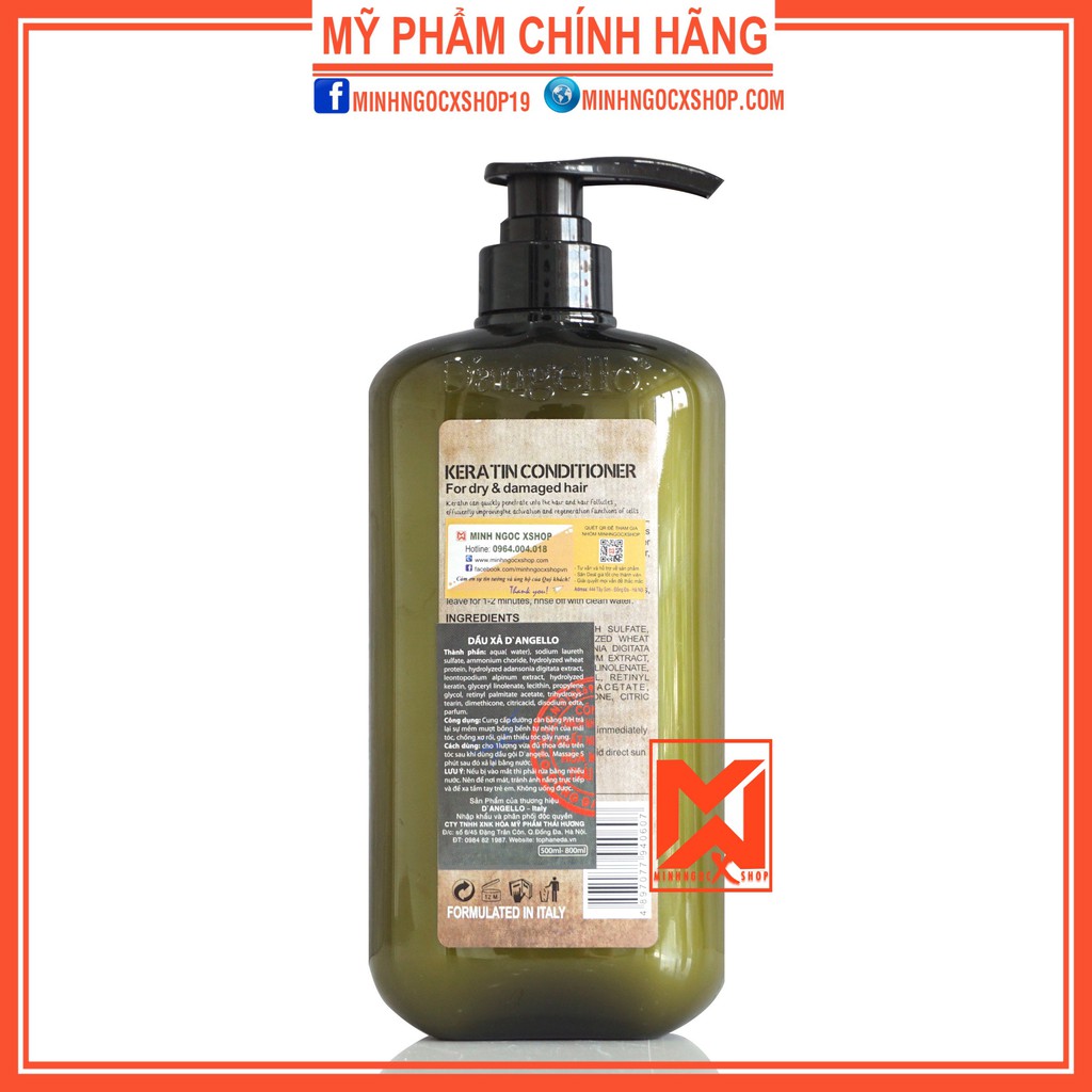 DA'NGELLO DẦU XẢ SIÊU MƯỢT DANGELLO KERATIN 800ML CHÍNH HÃNG