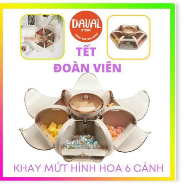 HỘP NHỰA ĐỰNG BÁNH 🍩 Khay Đựng MỨT 6 Cánh Hoa Tự Bung Sang Chảnh Lịch Sự Mẫu Mới Nhất Tết 2021 KM6C