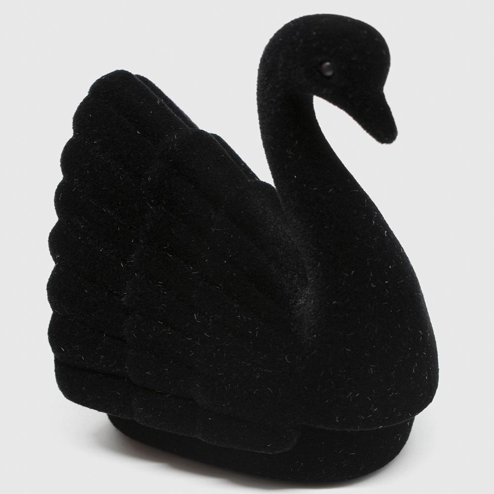 1 Hộp Đựng Nhẫn Hình Thiên Nga Trắng Đen