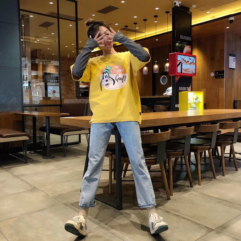 Áo thun dài tay giả hai lớp phong cách Hàn Quốc năng động trẻ trung