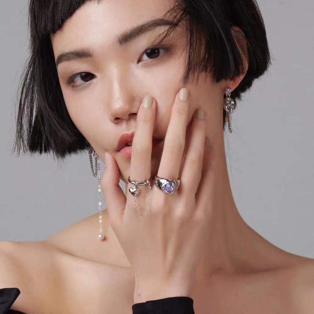 Nhẫn Hợp Kim Hình Trái Tim Sang Trọng Sáng Tạo Có Thể Điều Chỉnh Cho Nữ