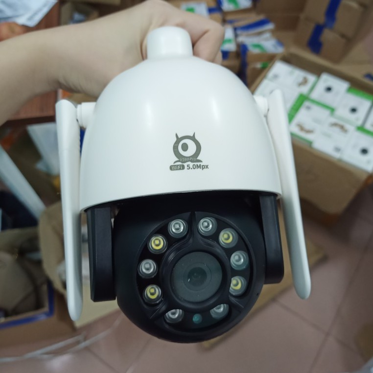 Camera Wifi PTZ C12 V380 Pro 5.0 MPX - Camera Ngoài Trời - Theo Dõi Chuyển Động - Đàm Thoại 2 Chiều - Chống Nước IP68