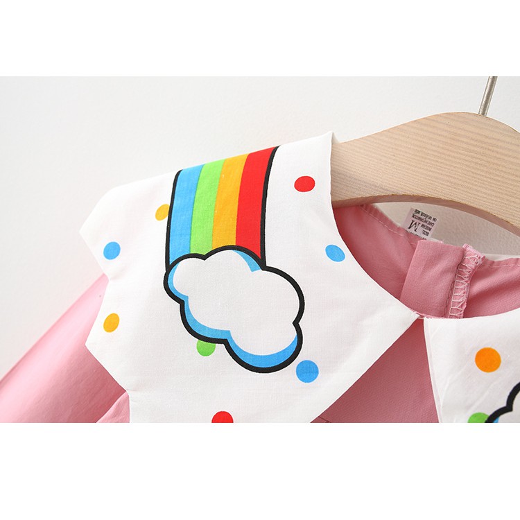 Váy cho bé gái - Váy xòe babydoll Smartkids cổ thủy thủ họa tiết cầu vồng vải mềm mại TE2580