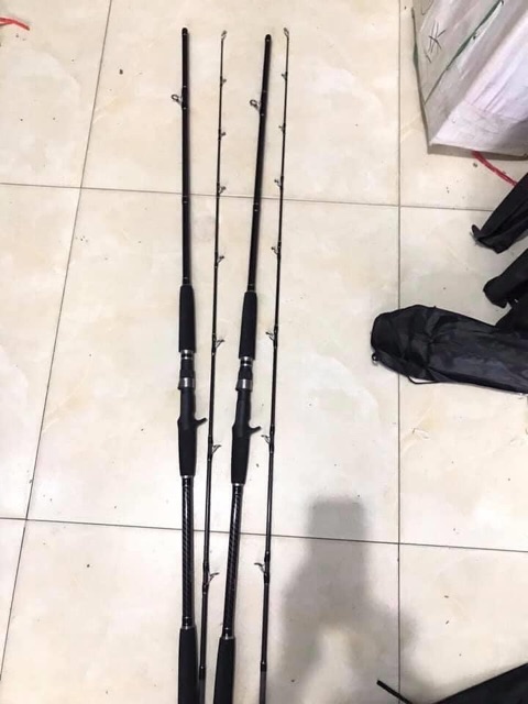 cần câu lure 2 khúc rỗng dài 2m4 có cả ngang có đứng cần cực khoẻ y hình