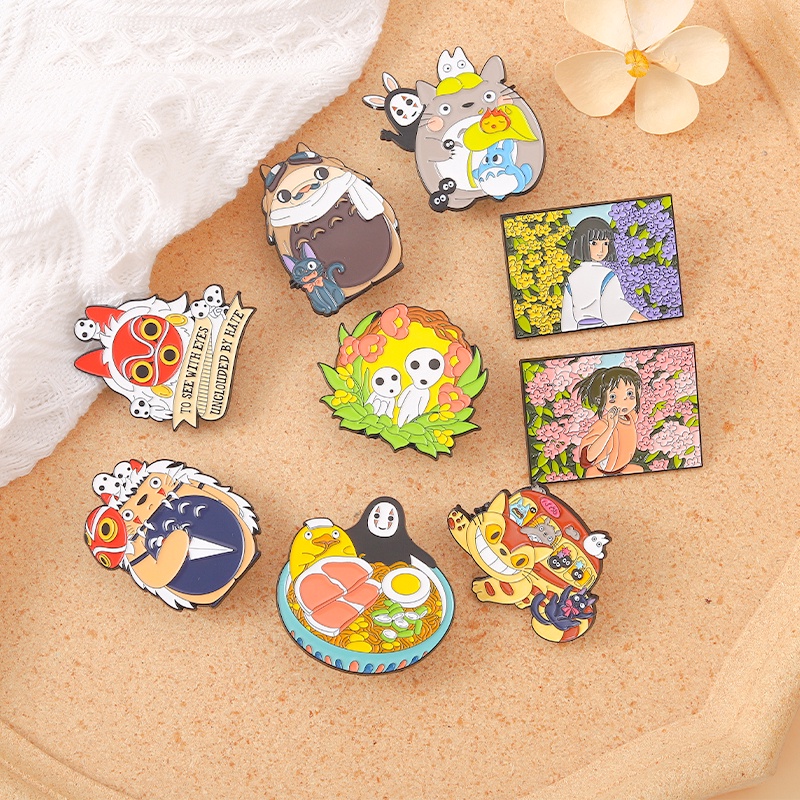 Huy Hiệu Cài Áo Hình Hoạt Hình Mononoke Chihiro Haku Totoro